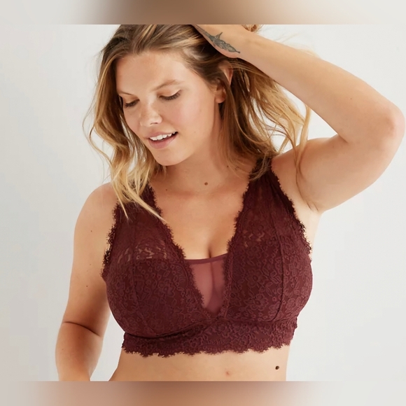 Aerie Eyelash Lace Plunge Bralette - Picture 1 of 9